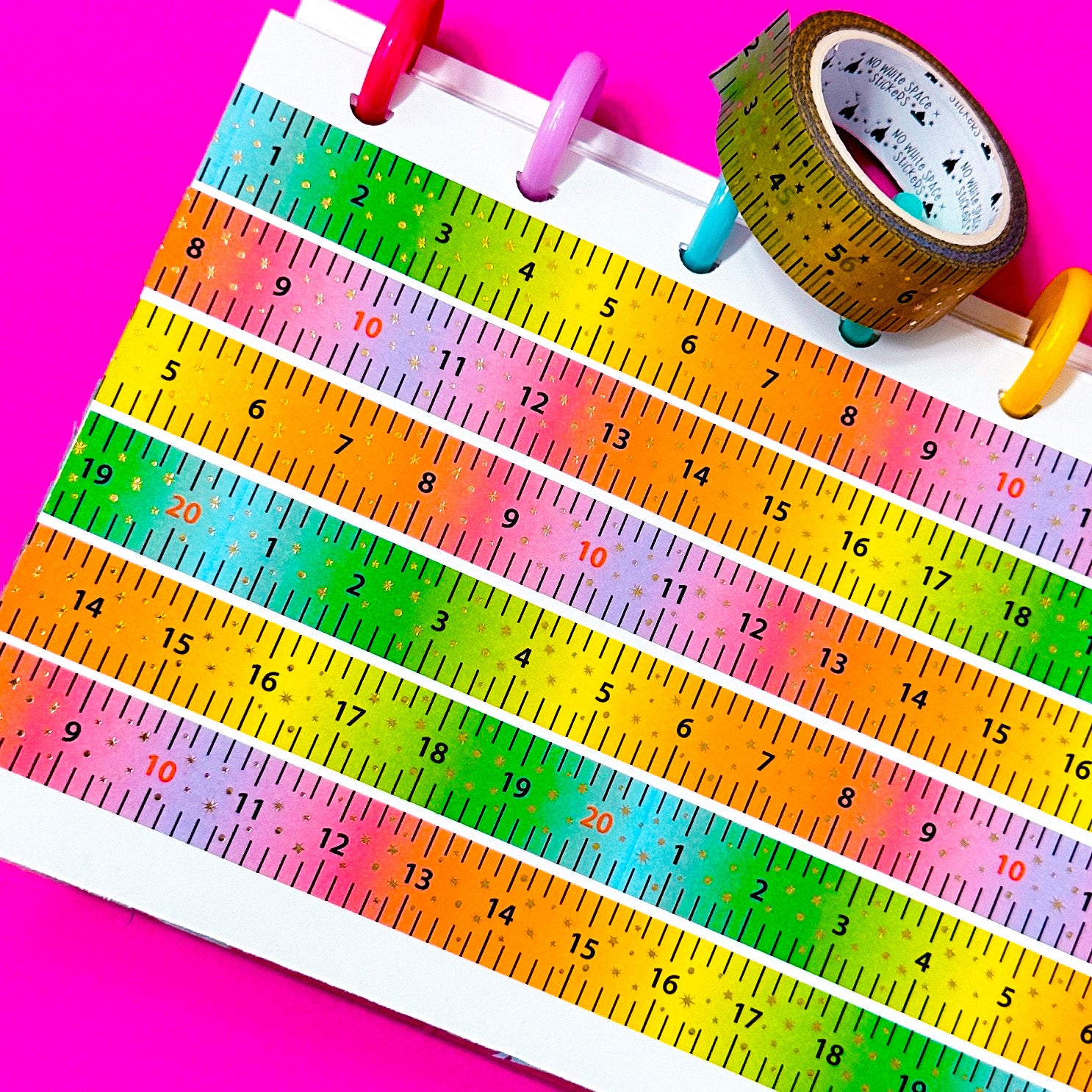 15MM Foiled Washi Tape - Rainbow Ruler – NoWhiteSpaceStickers