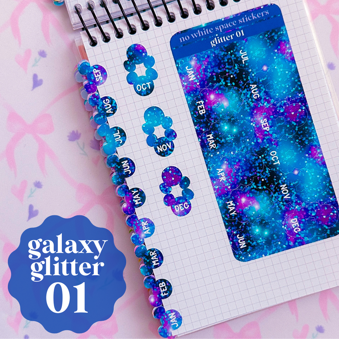 Miniature Paper Mouse Tabs (0.5") - Fold Over Page Tabs (Glitter & Disco 2.0)