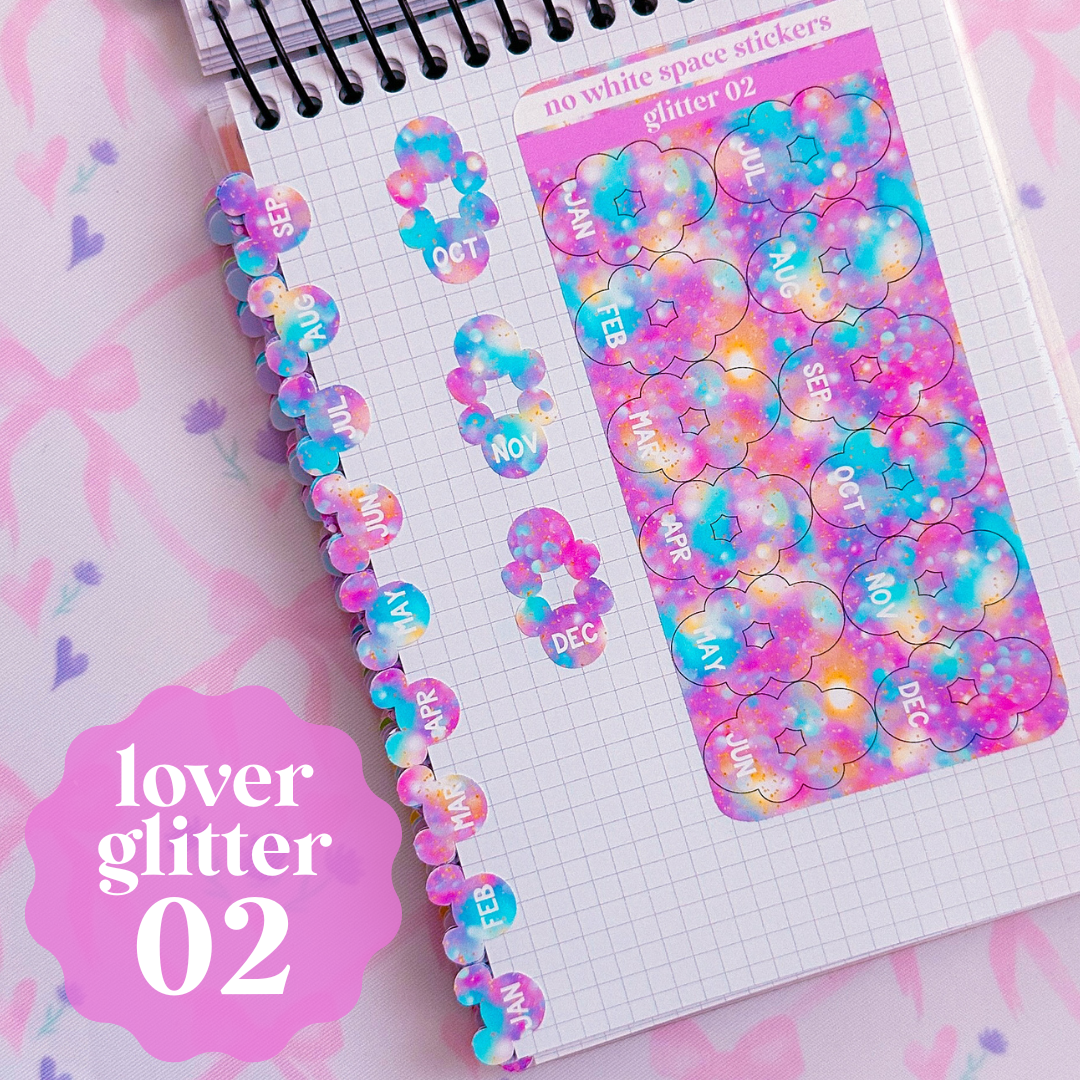 Miniature Paper Mouse Tabs (0.5") - Fold Over Page Tabs (Glitter & Disco 2.0)