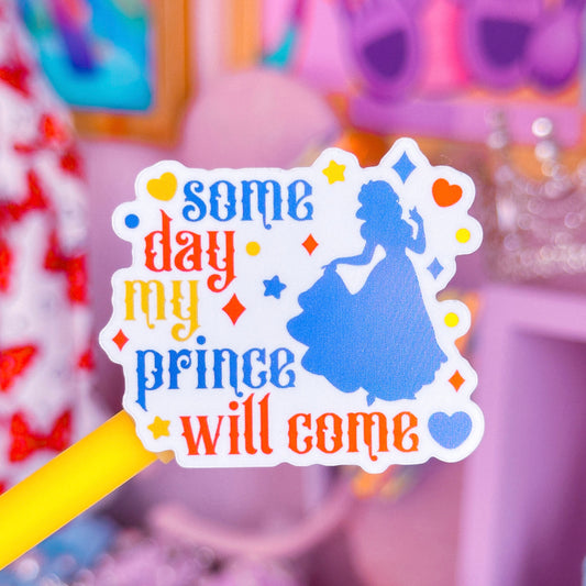 Glitter Waterproof Sticker - Some Day My Prince Will Come (Snow White)