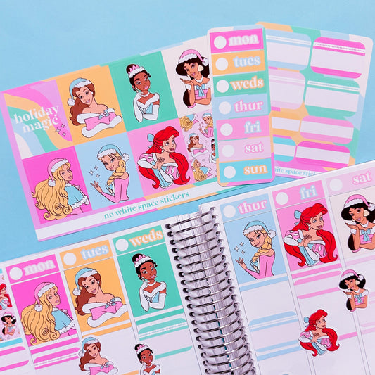 Vertical Planner Stickers (Standard 1.5") - Winter Princesses