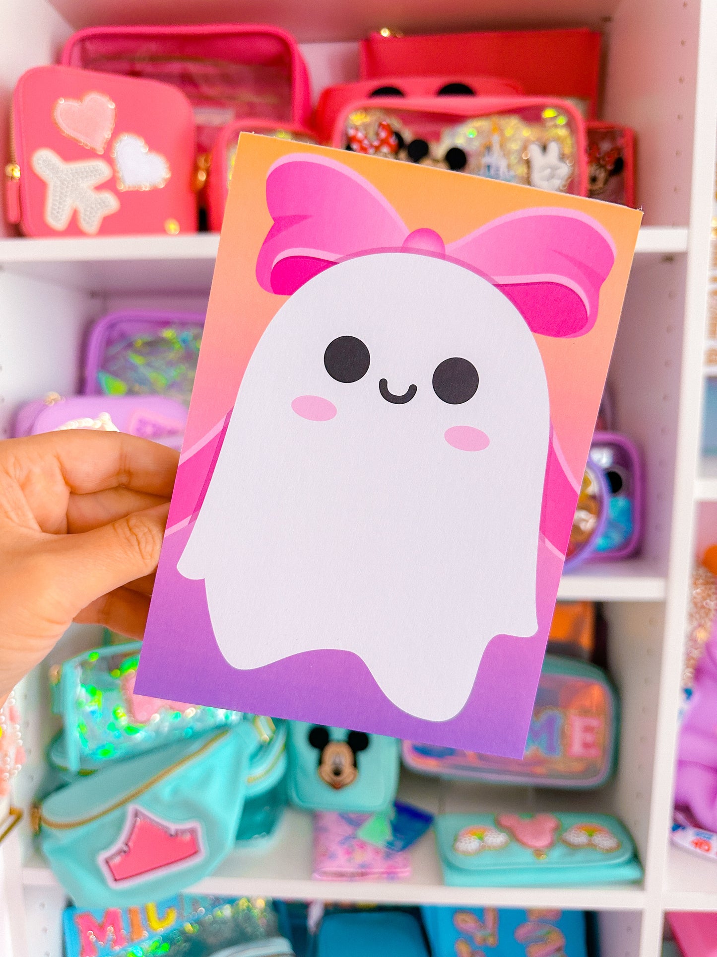 5x7 Notepad - Pink Bow Ghostie 2.0