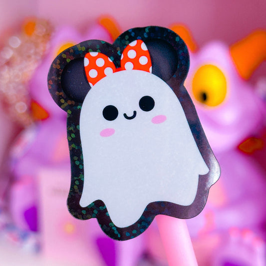 Glitter Waterproof Sticker - Park Day Ghostie (Black)