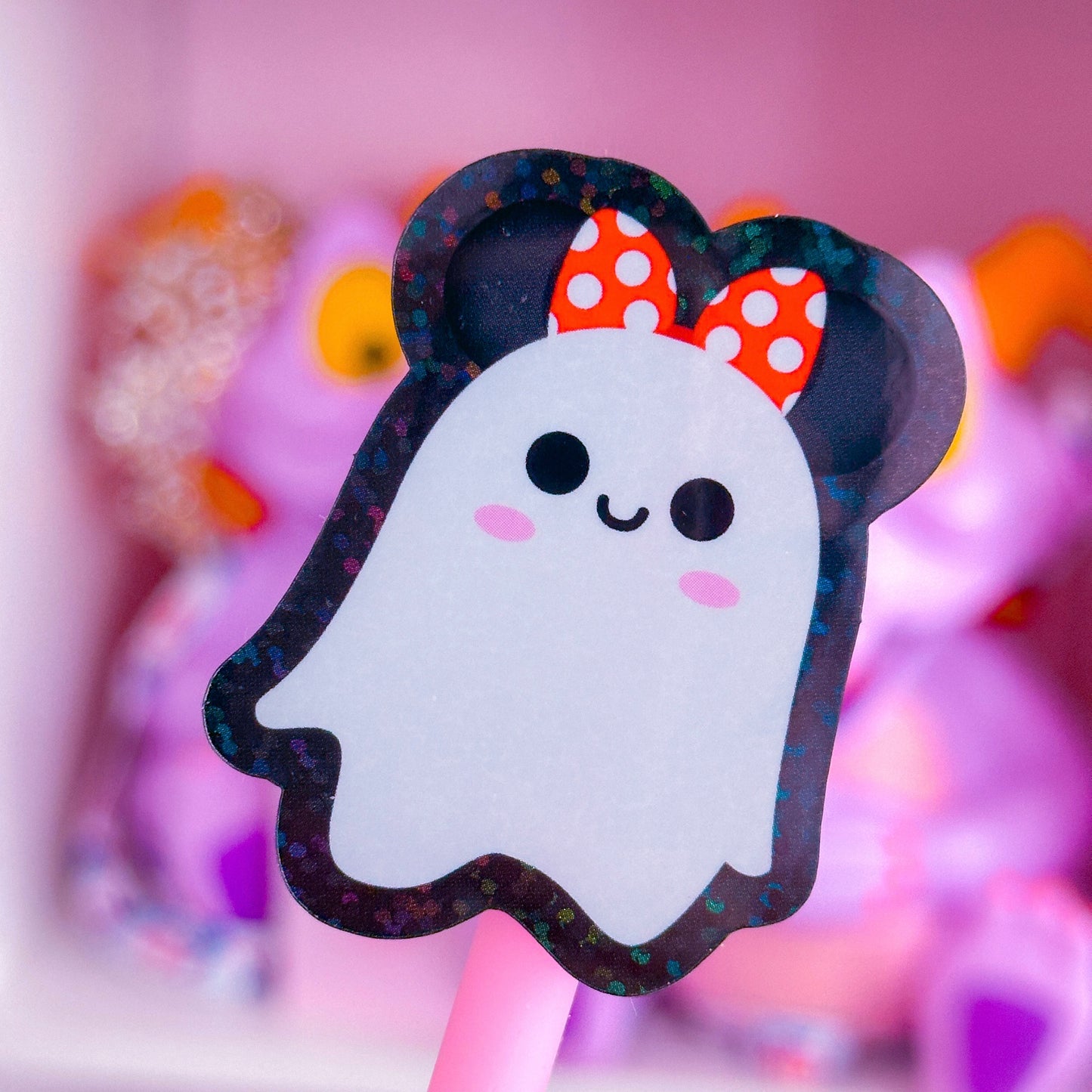 Glitter Waterproof Sticker - Park Day Ghostie (Black)