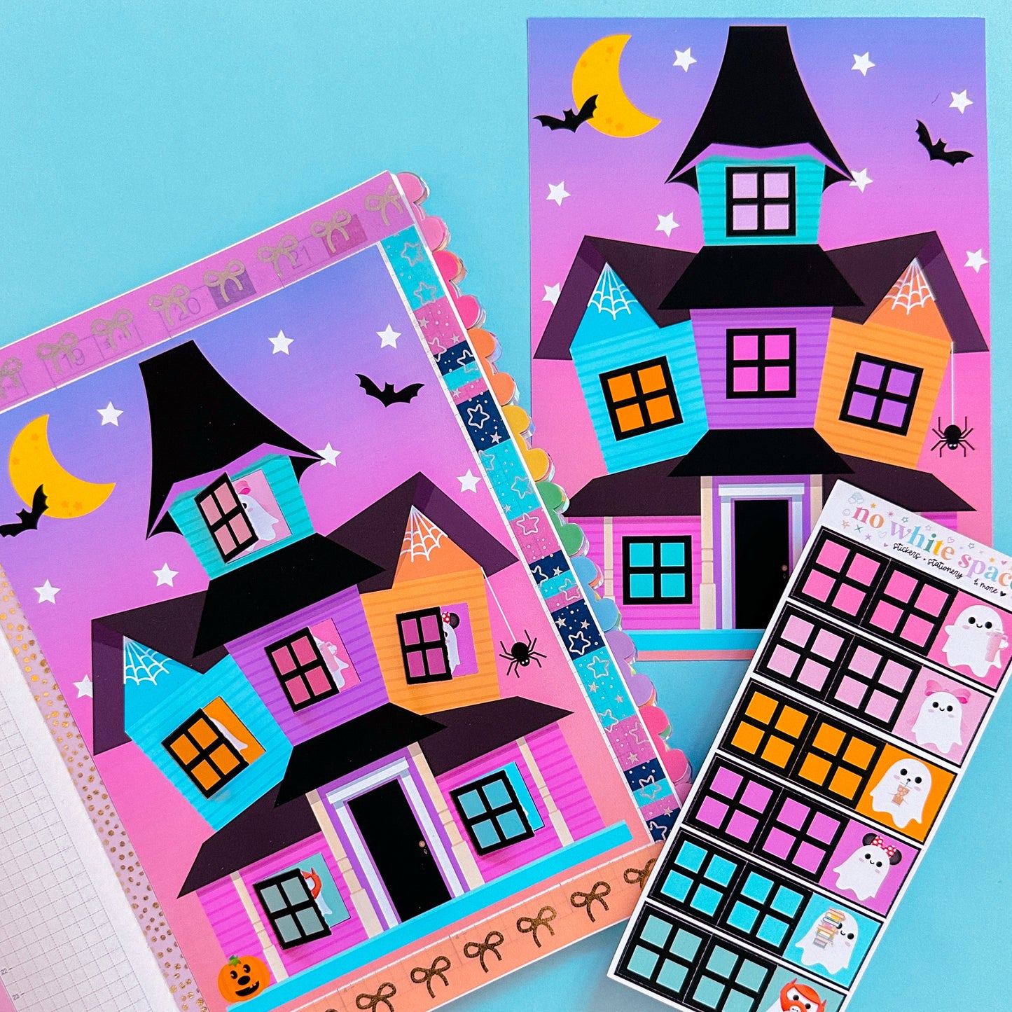 5"x7" Interactive Full Page Sticker - Haunted House + Ghostie 2.0