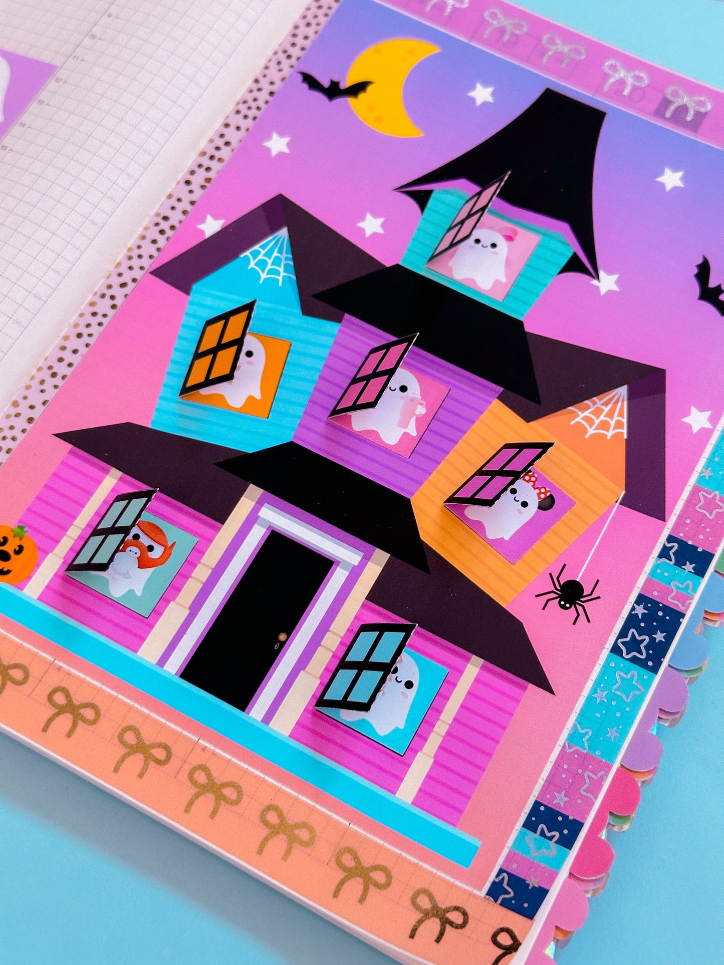 5"x7" Interactive Full Page Sticker - Haunted House + Ghostie 2.0