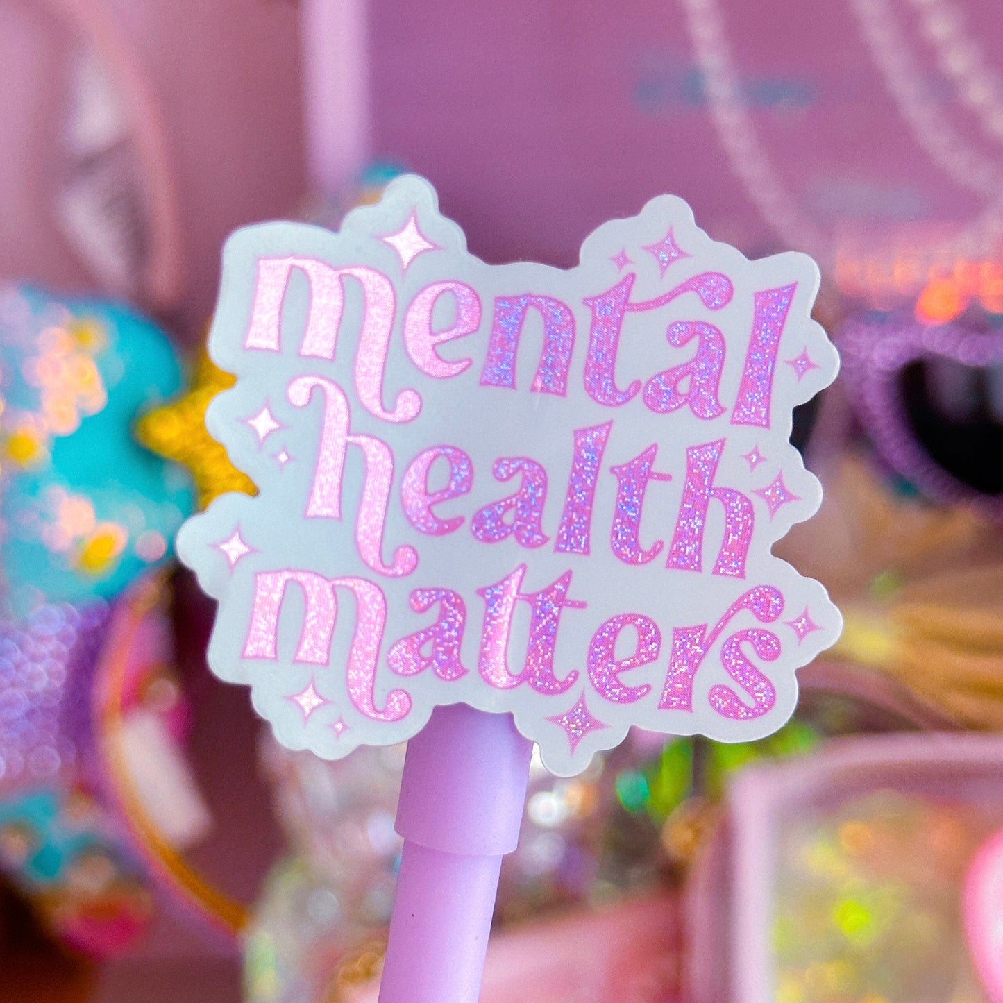 Vinyl Glitter Waterproof Sticker - Mental Health Matters