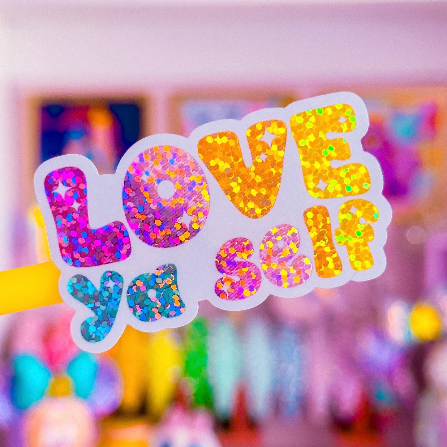 Vinyl Glitter Waterproof Sticker - LOVE Ya Self