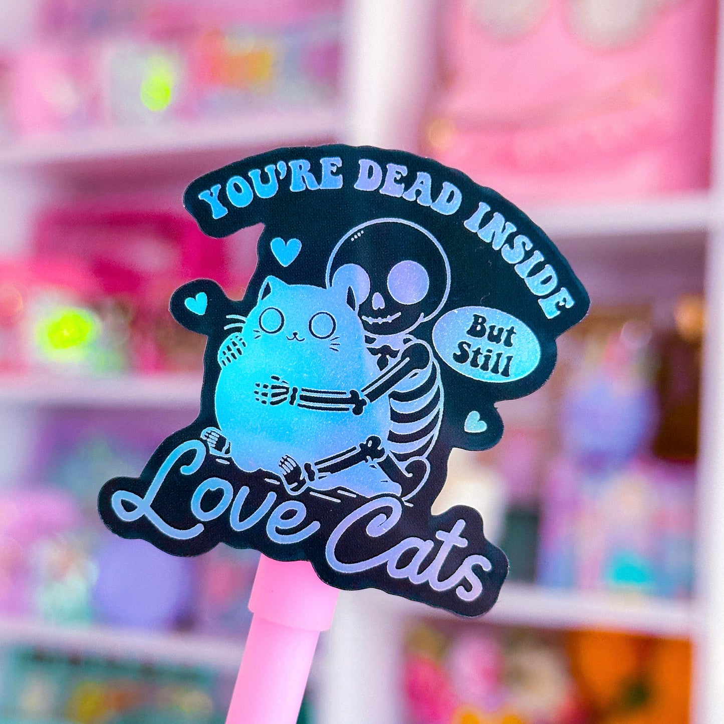 Vinyl Glitter Waterproof Sticker - Dead Inside, But Still Love Cats