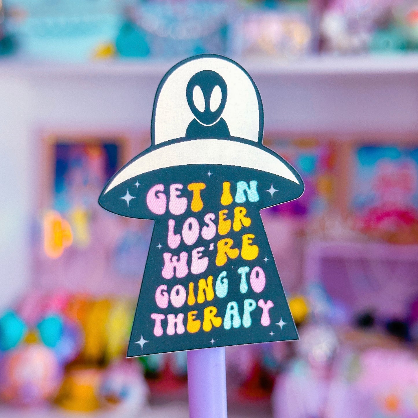 Vinyl Glitter Waterproof Sticker - Therapy Alien