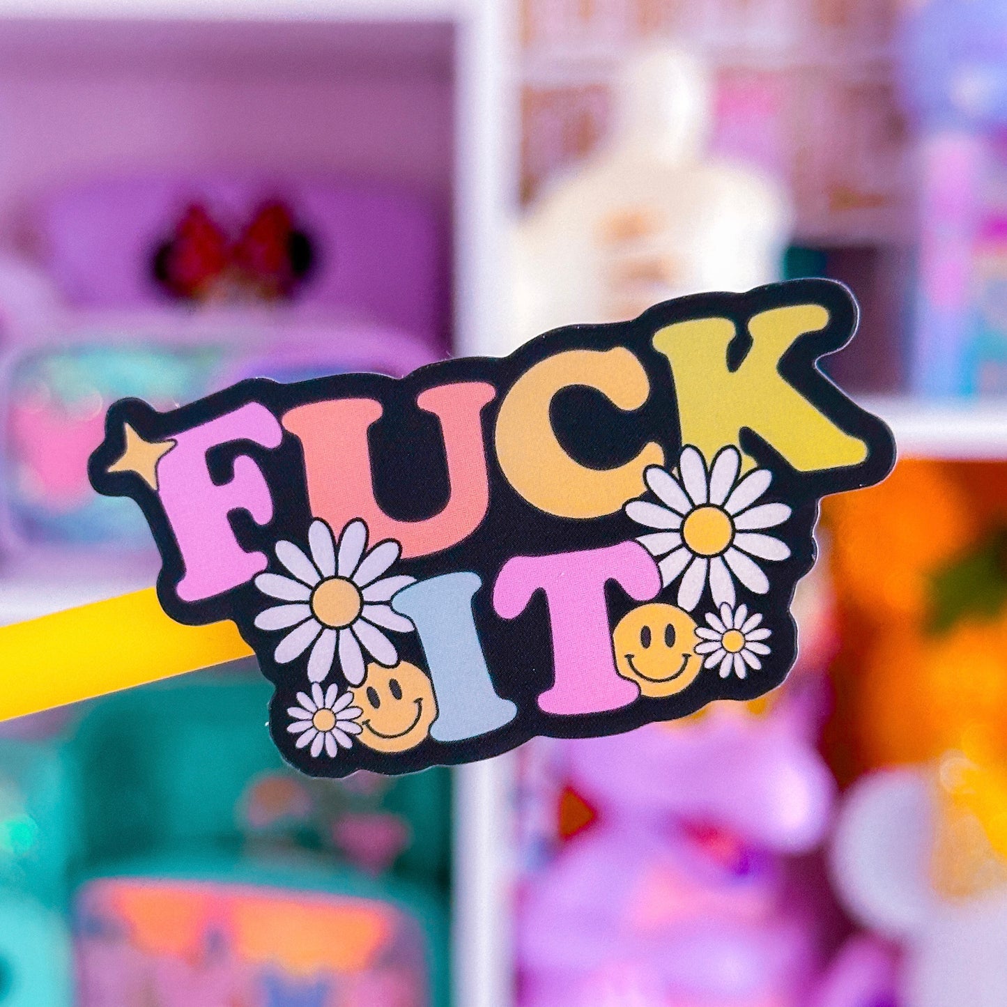 Vinyl Glitter Waterproof Sticker - F*CK IT