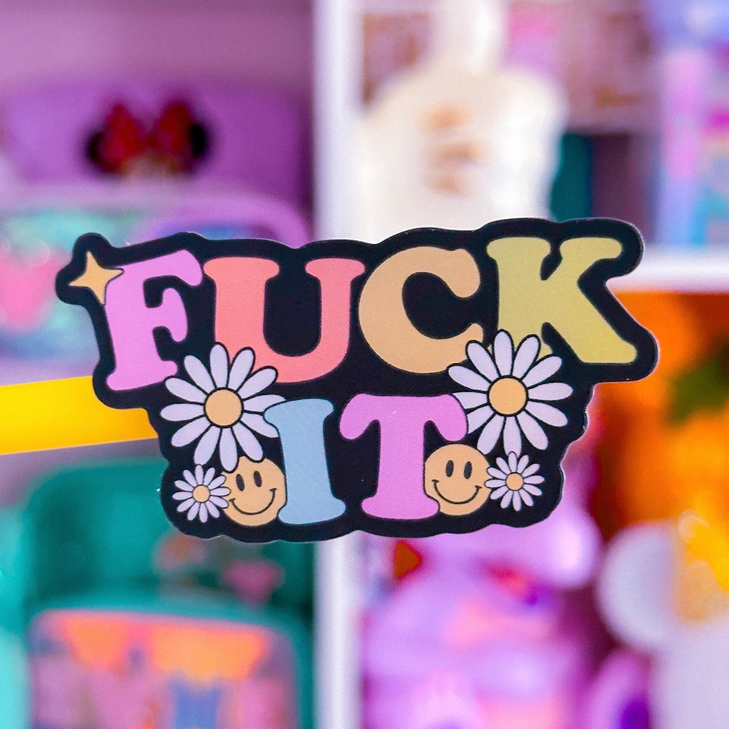 Vinyl Glitter Waterproof Sticker - F*CK IT