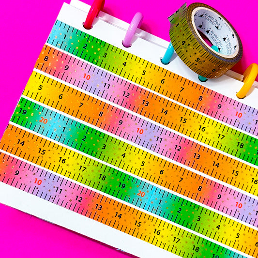 15MM Foiled Washi Tape - Rainbow Ruler