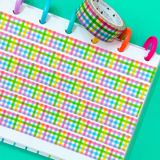 15MM Washi Tape - Rainbow Bold Gingham