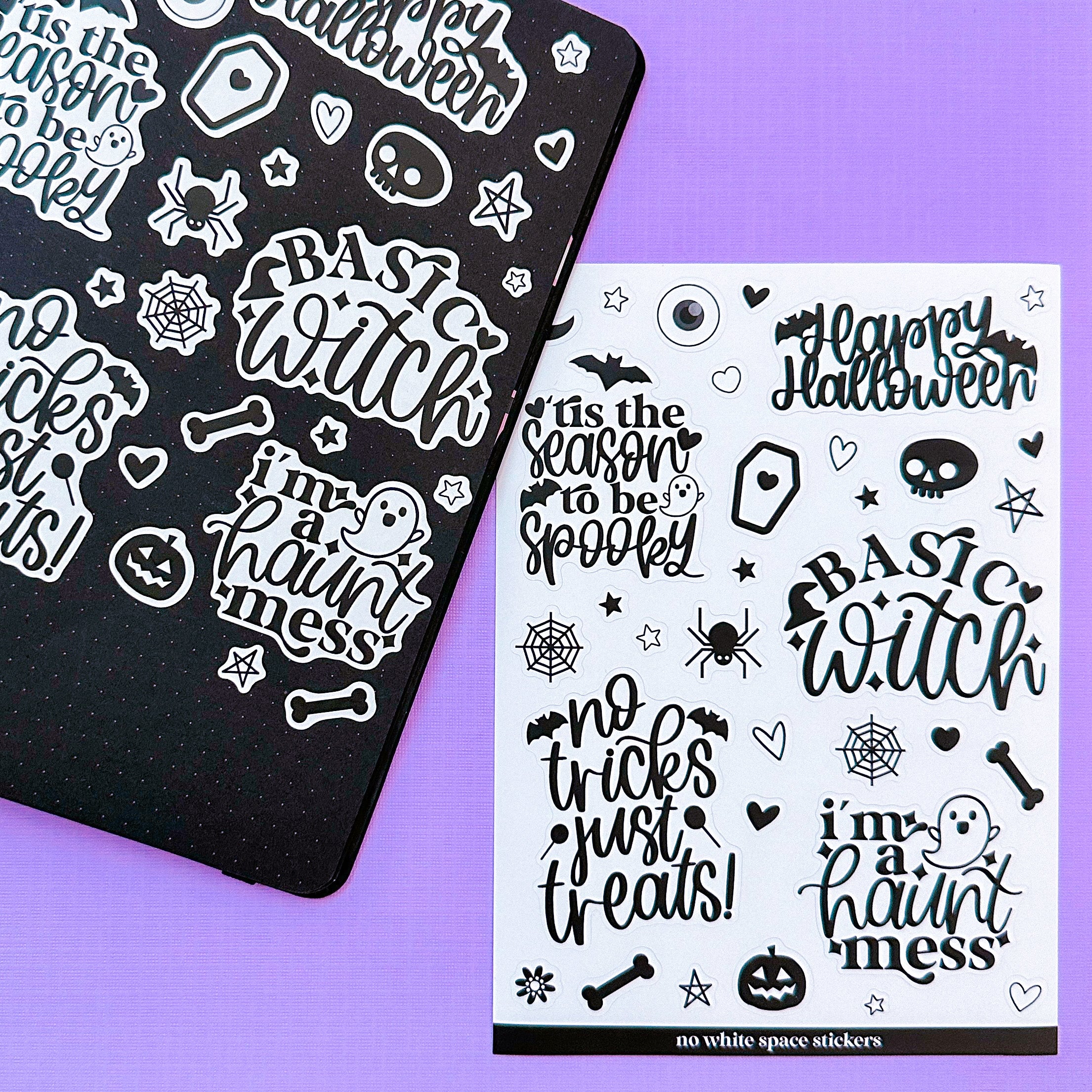 Journaling PAPER Stickers - Halloween Quotes + Doodles –  NoWhiteSpaceStickers