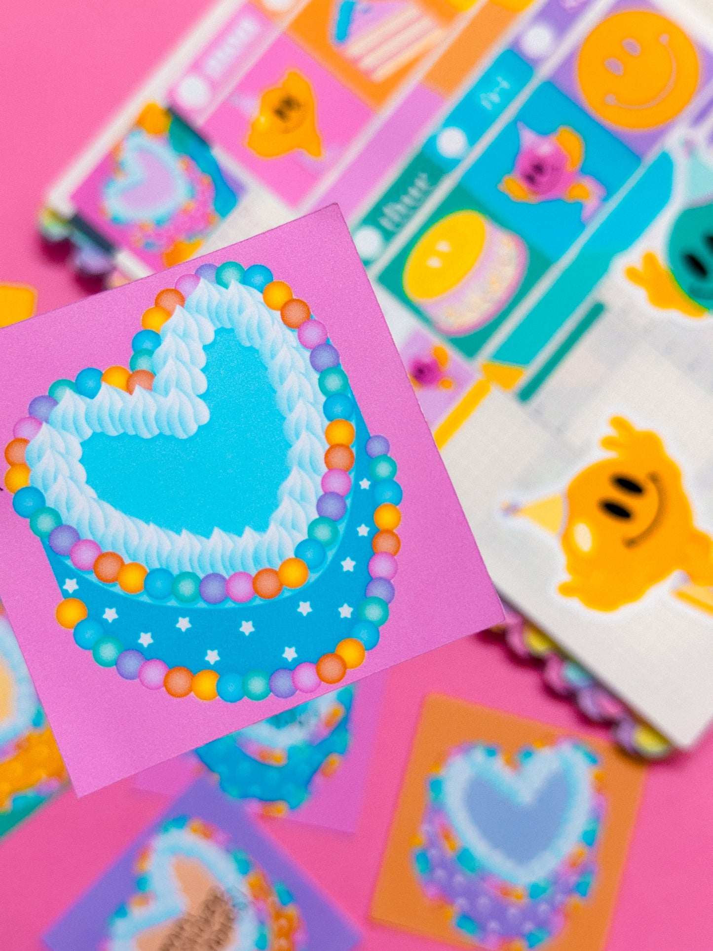 Mini Paper Sticker Notes (Set of 6) - Heart Cakes