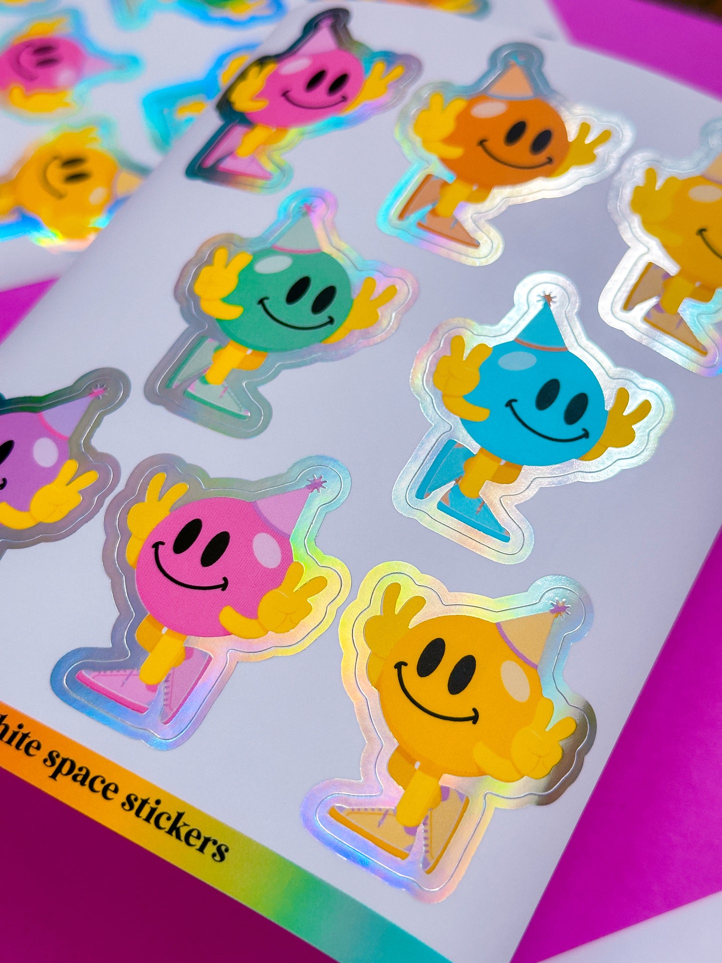 FOILED Paper Deco Stickers - Rainbow Birthday Gumball Guys