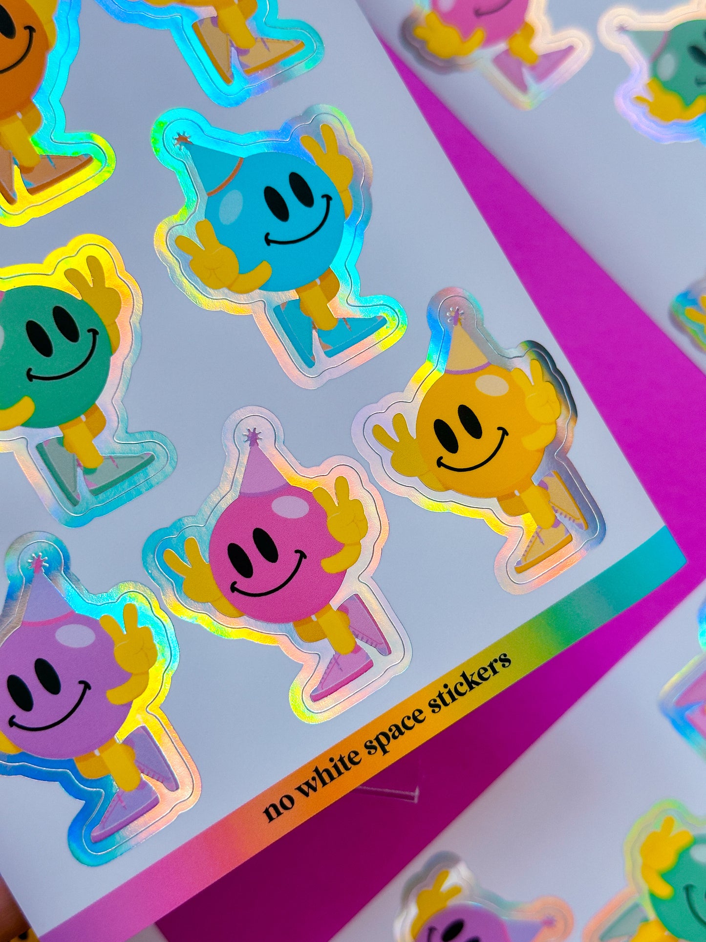 FOILED Paper Deco Stickers - Rainbow Birthday Gumball Guys