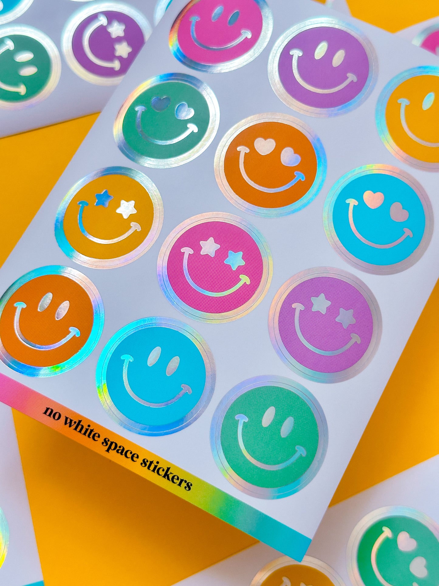 FOILED Paper Deco Stickers - Rainbow Smiles