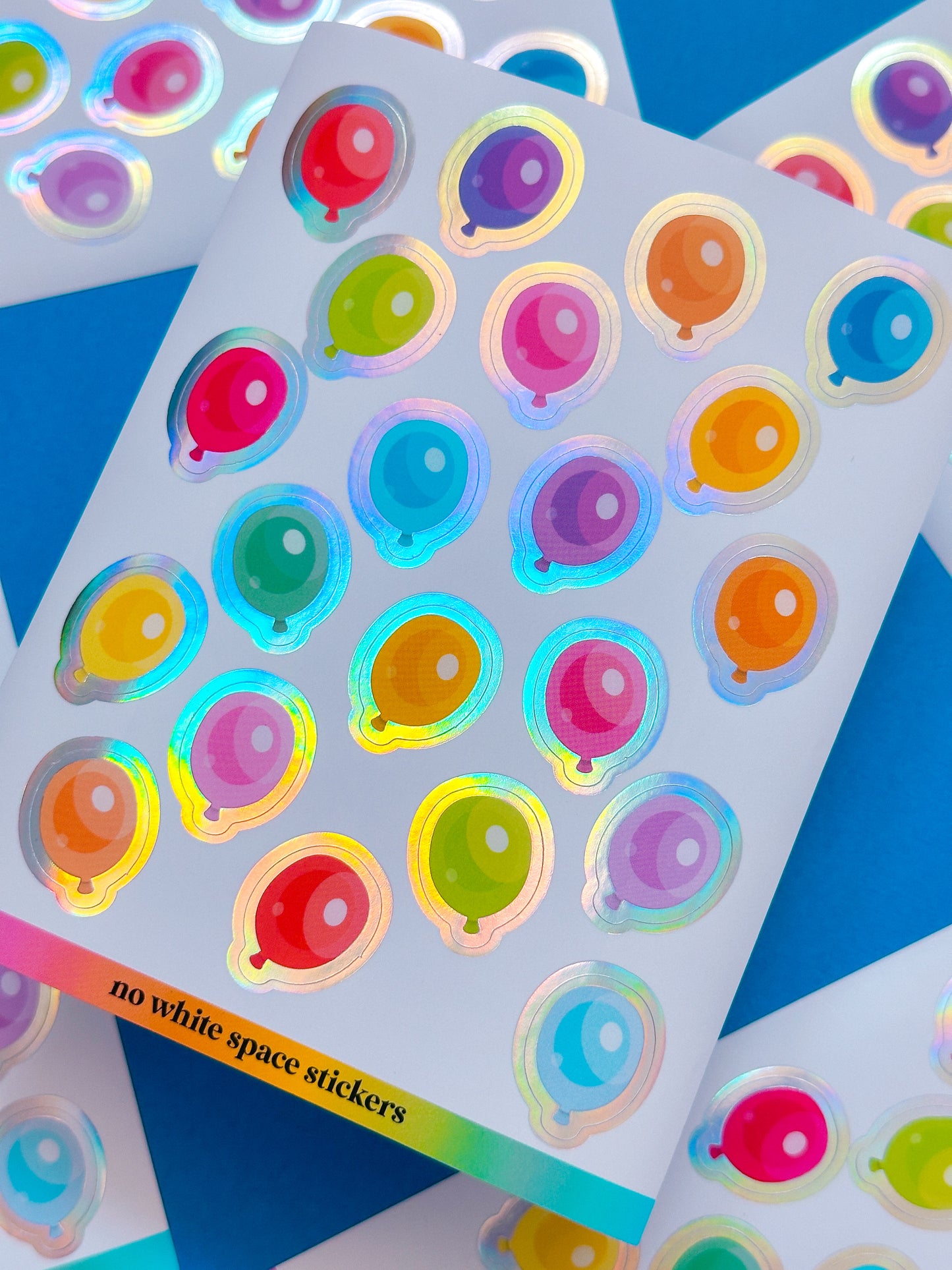 FOILED Paper Deco Stickers - Rainbow Balloons