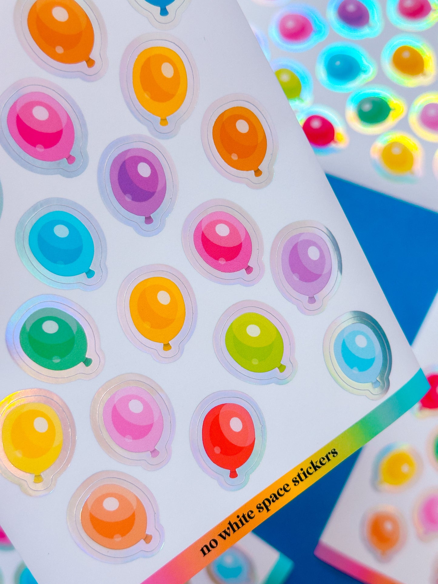 FOILED Paper Deco Stickers - Rainbow Balloons