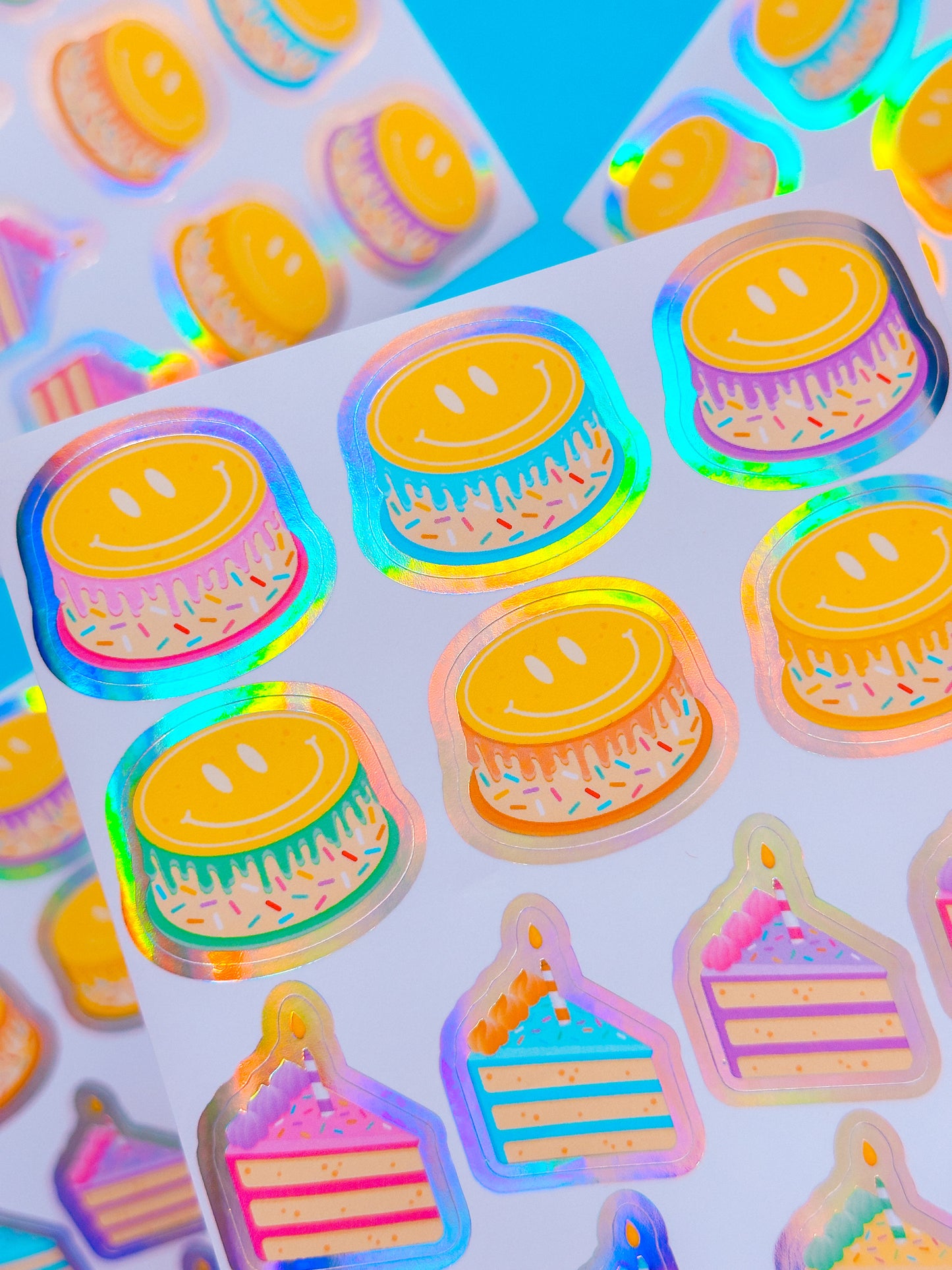 FOILED Paper Deco Stickers - Smiley Cakes & Slices