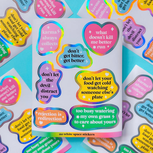 FOILED Paper Deco Stickers - Rainbow Quotes