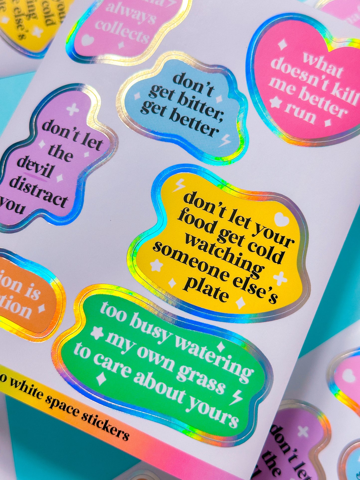 FOILED Paper Deco Stickers - Rainbow Quotes