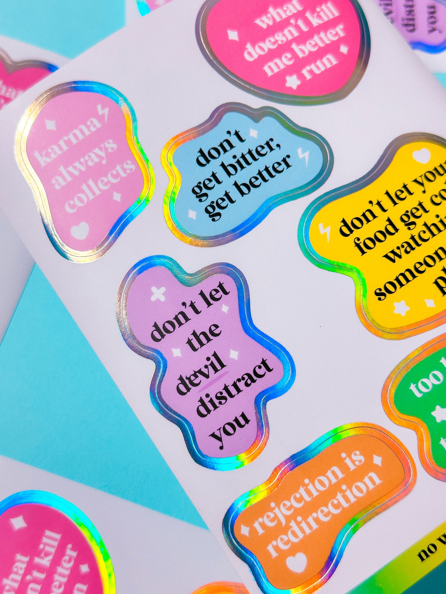 FOILED Paper Deco Stickers - Rainbow Quotes