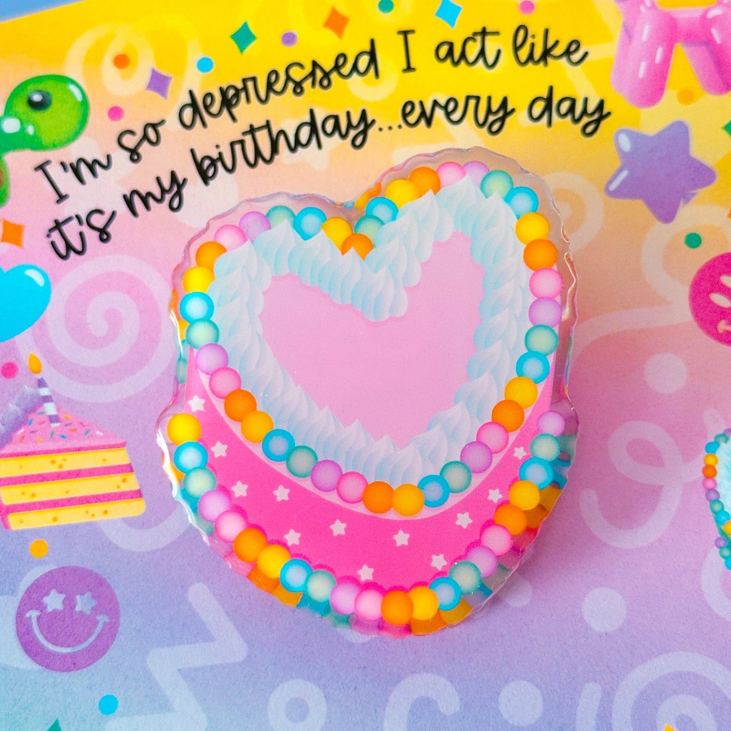 Acrylic Clip (LARGE) - Heart Cake