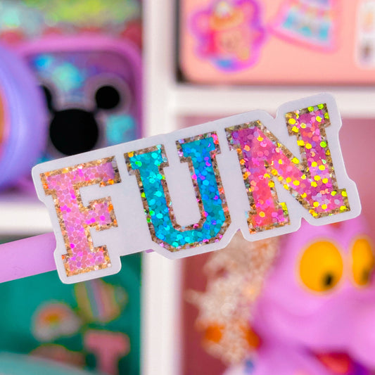 Waterproof Sticker - Varsity Letter "FUN"