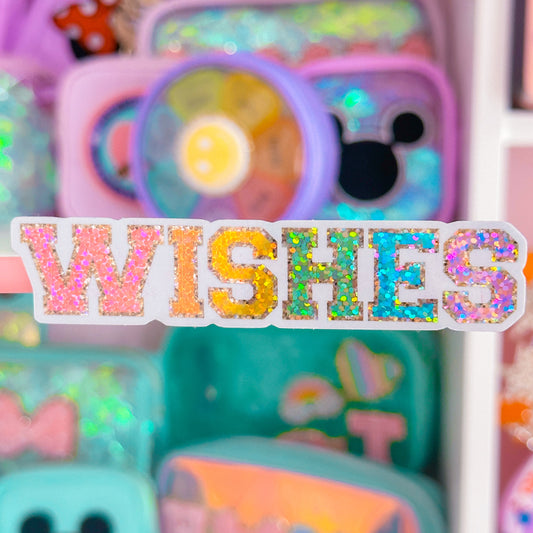 Waterproof Sticker - Varsity Letter "WISHES"