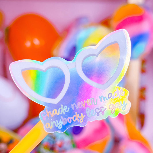 Glitter Waterproof Sticker - Rainbow Heart Shades