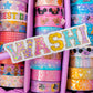 Glitter Waterproof Sticker - Varsity Letters "WASHI"