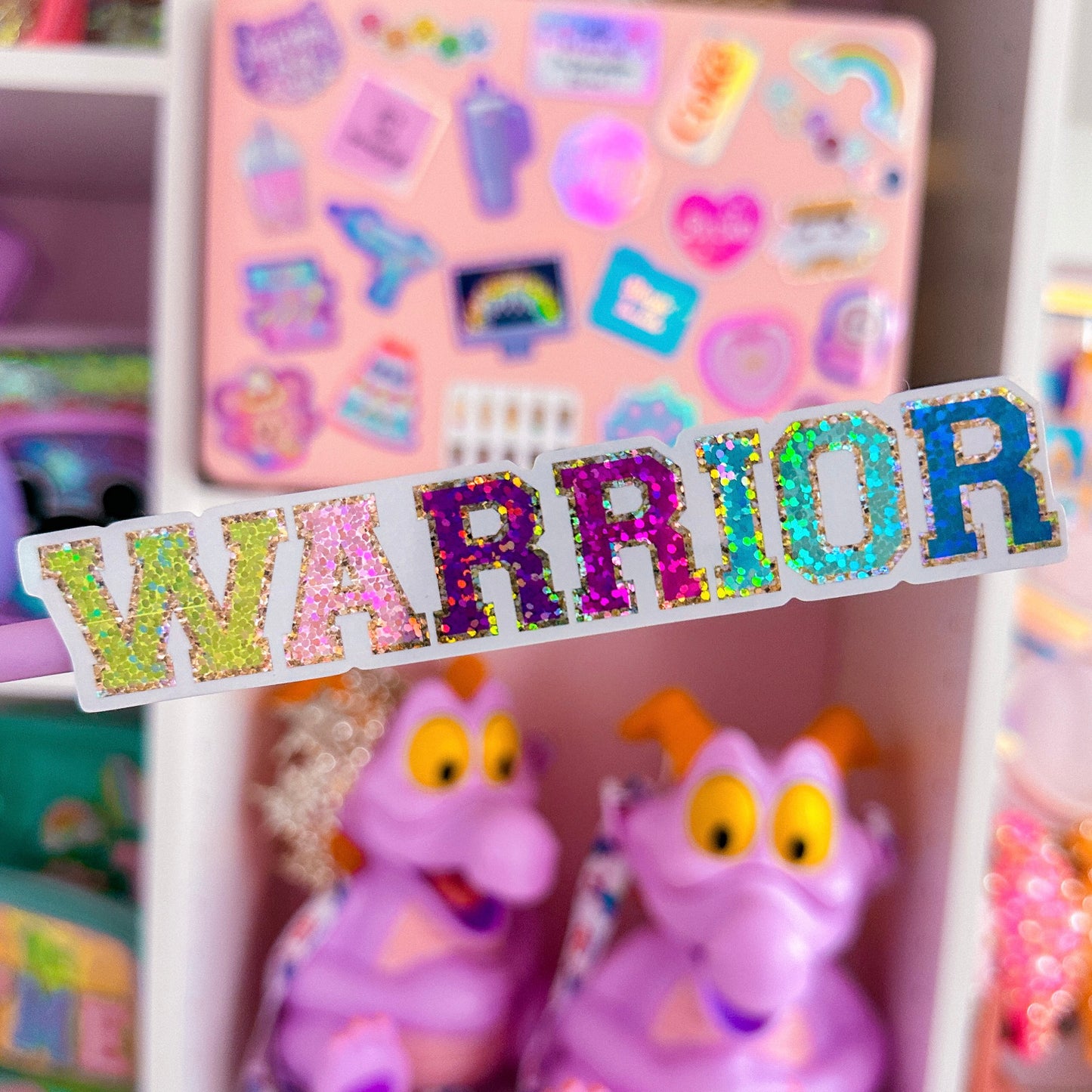 Glitter Waterproof Sticker - Varsity Letter WARRIOR (Mulan)