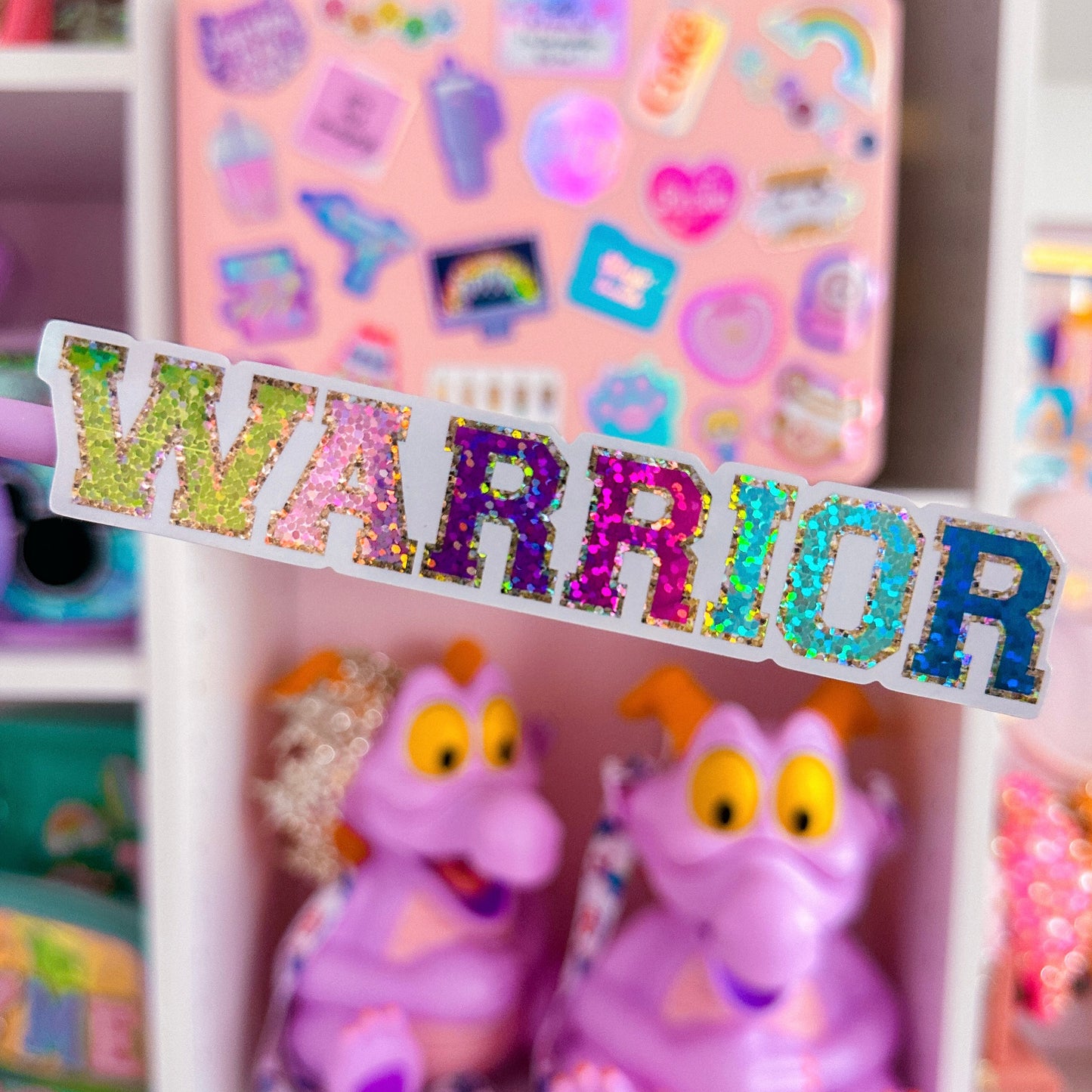 Glitter Waterproof Sticker - Varsity Letter WARRIOR (Mulan)