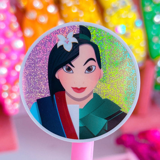 Glitter Waterproof Sticker - Dual Profile (Mulan)