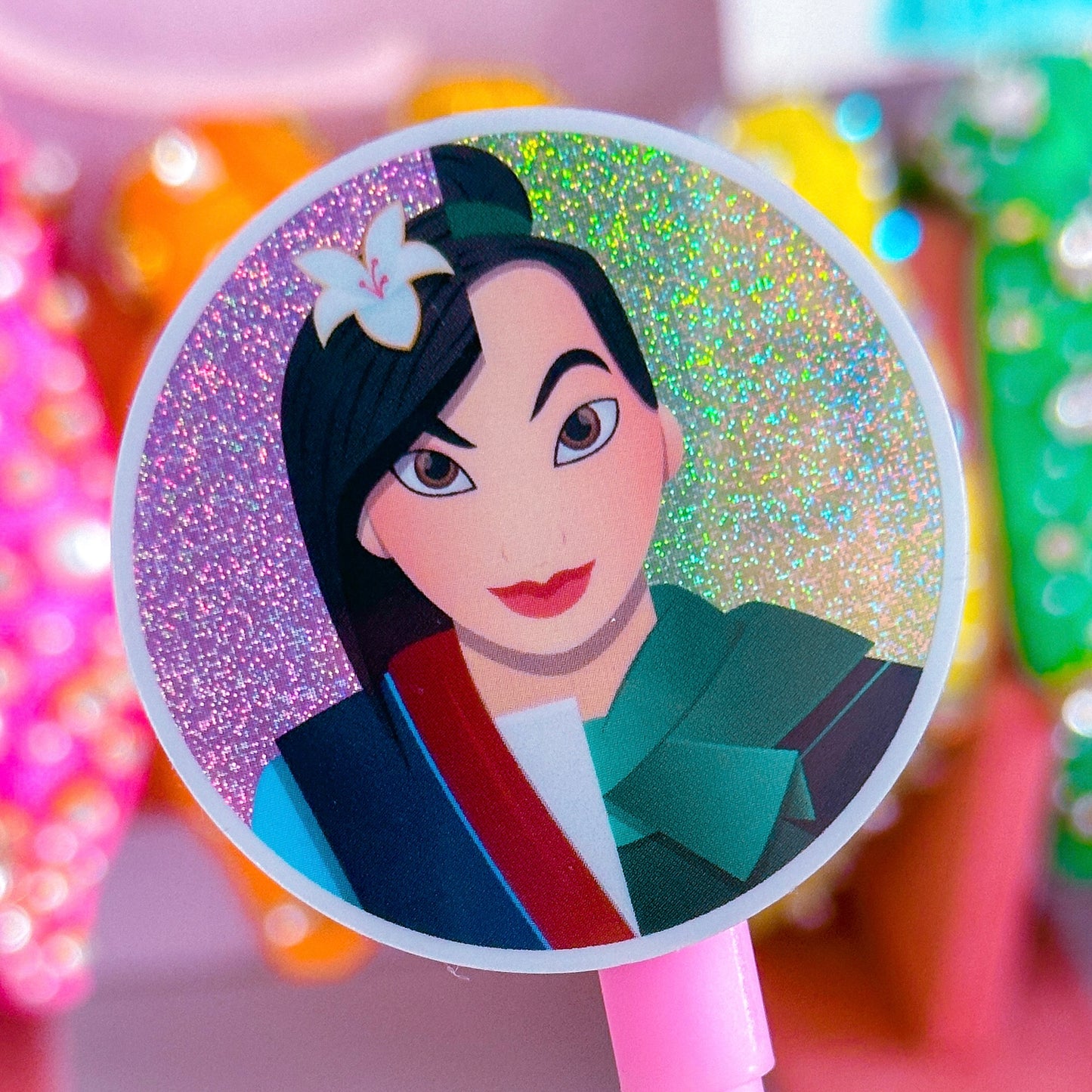 Glitter Waterproof Sticker - Dual Profile (Mulan)