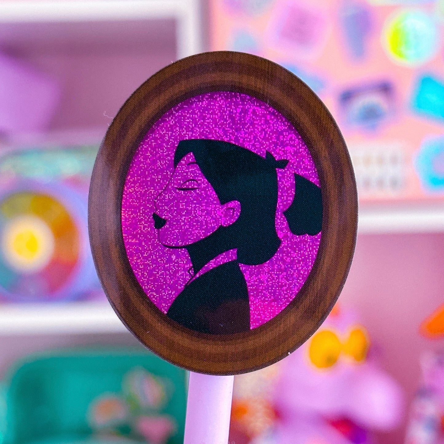 Glitter Waterproof Sticker - Princess Profile (Mulan)