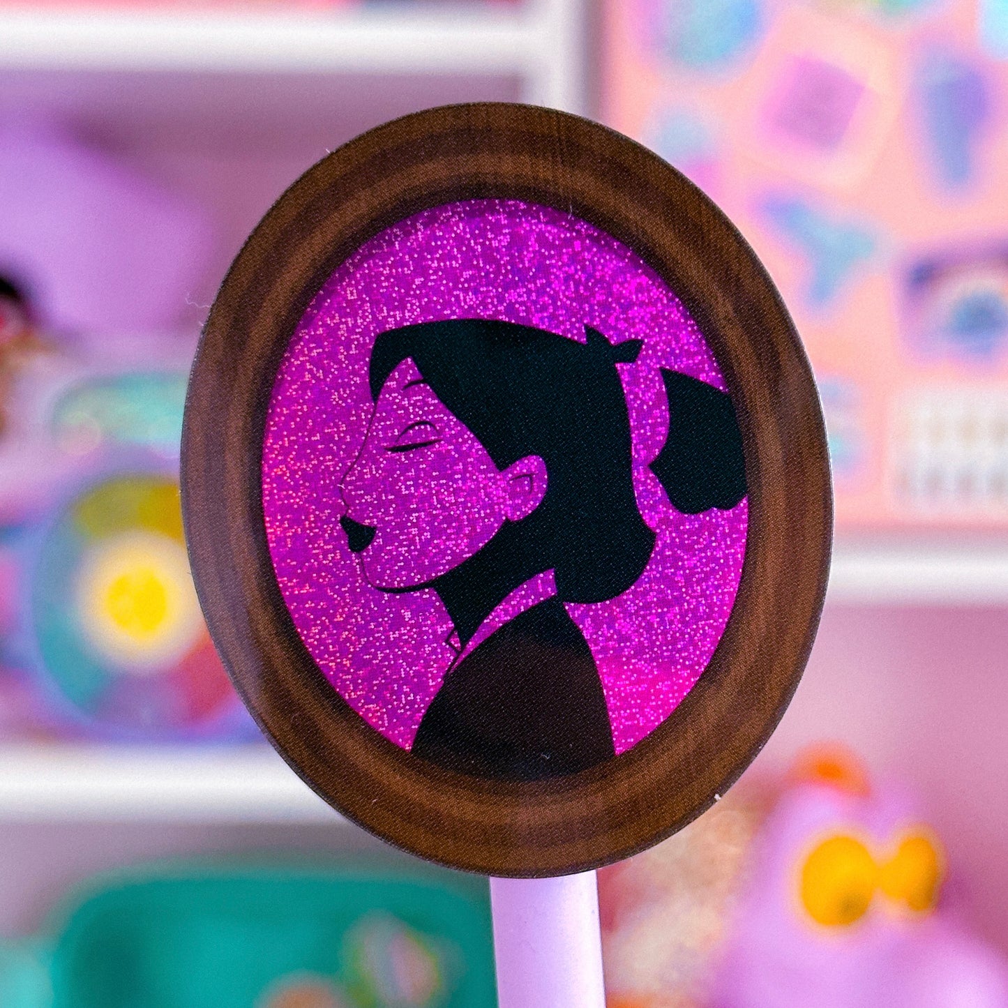 Glitter Waterproof Sticker - Princess Profile (Mulan)