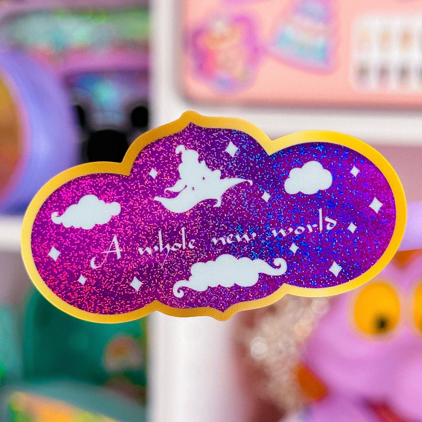 Glitter Waterproof Sticker - A Whole New World (Jasmine)