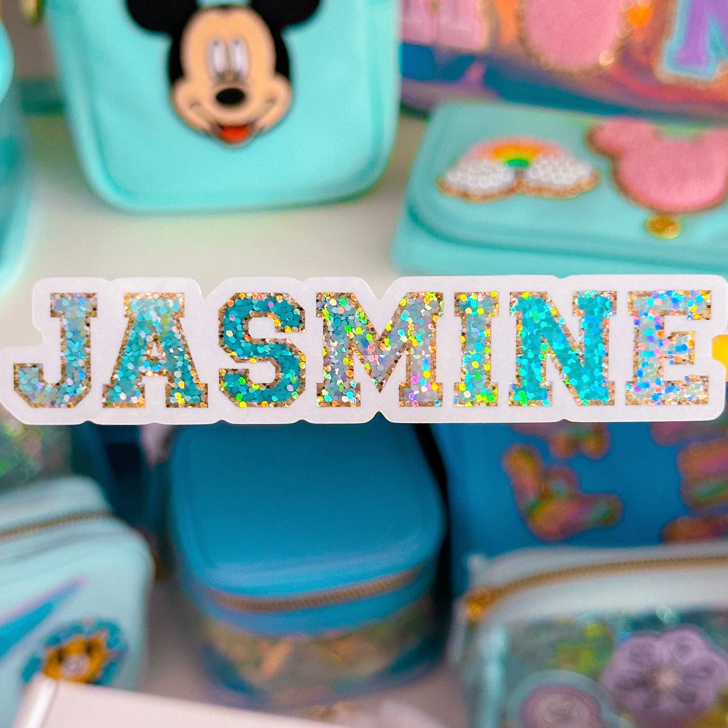 Glitter Waterproof Sticker - Varsity Letter (Jasmine)