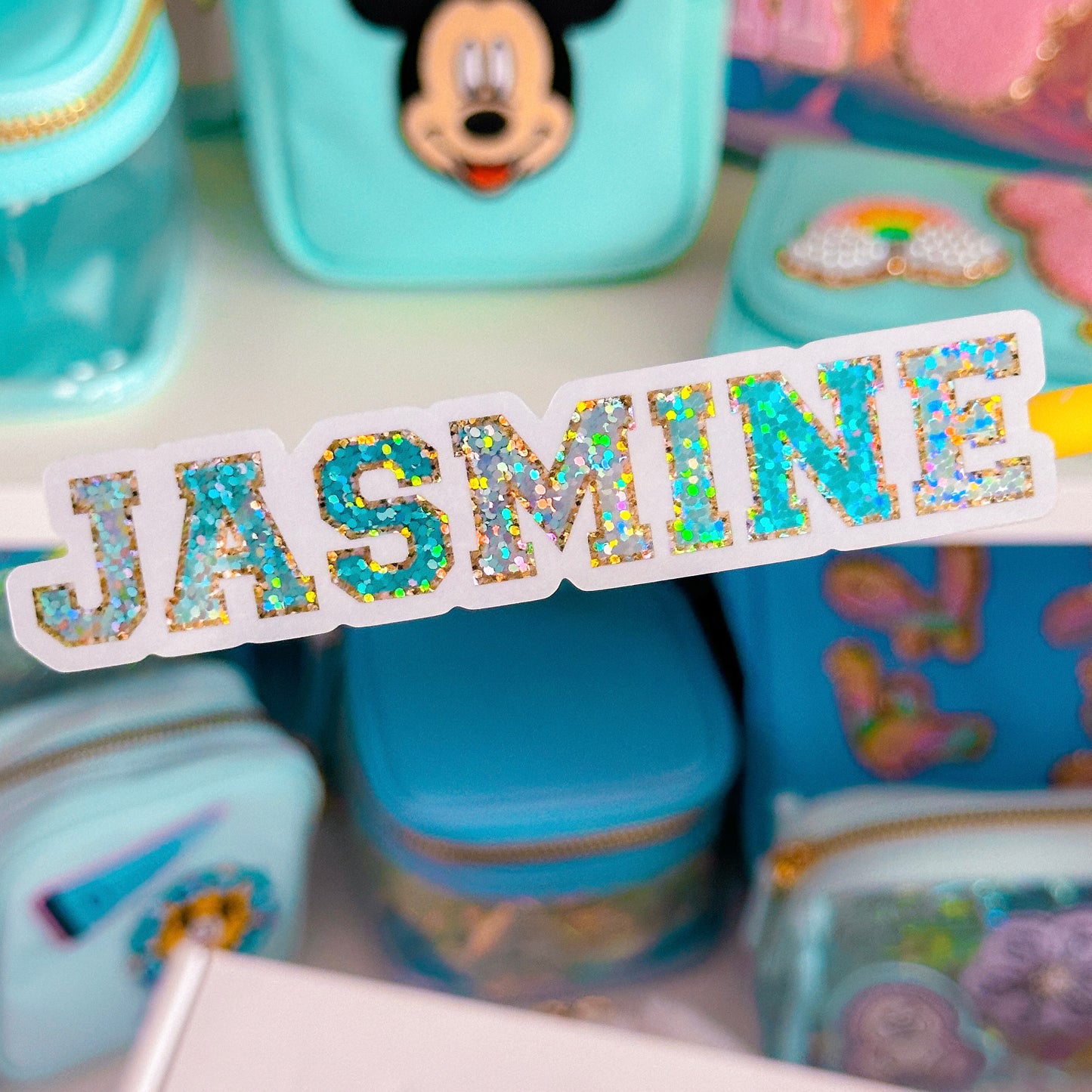 Glitter Waterproof Sticker - Varsity Letter (Jasmine)