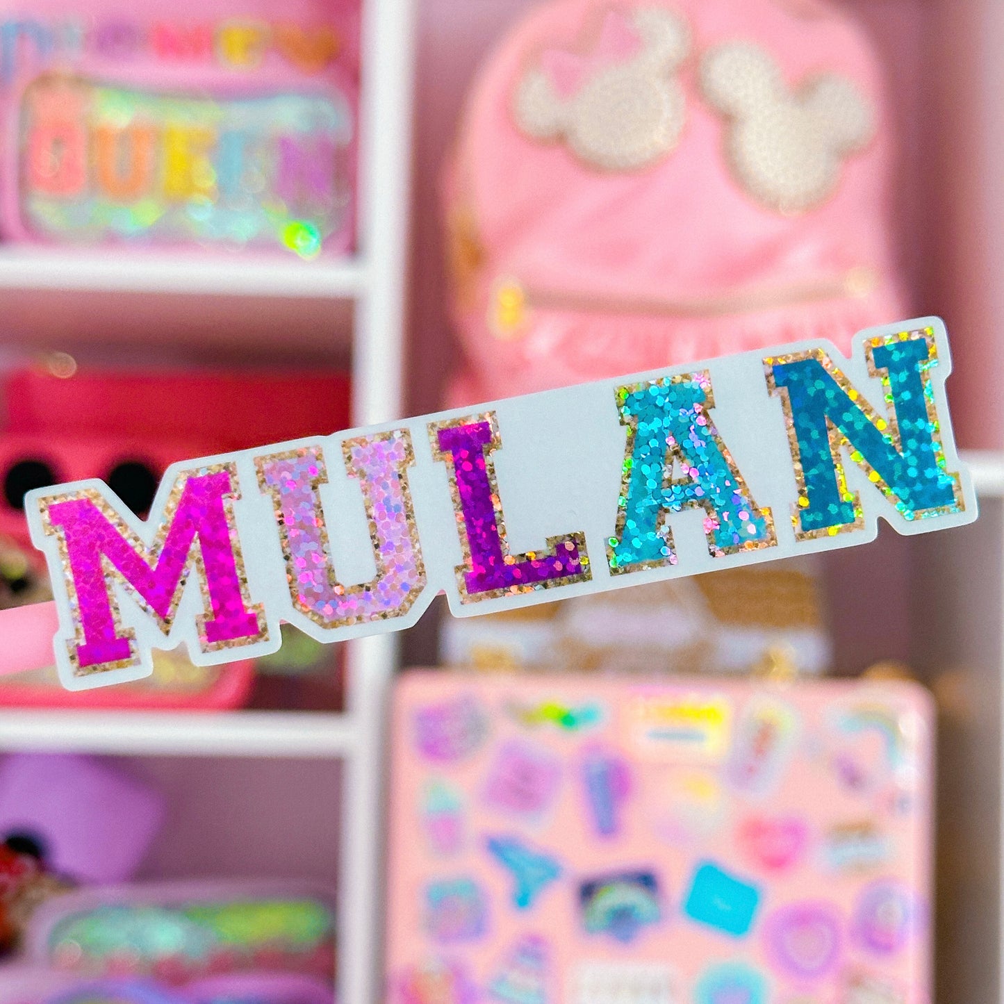 Glitter Waterproof Sticker - Varsity Letter (Mulan)