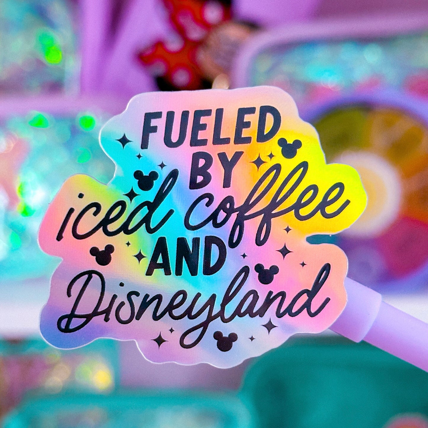 Glitter Waterproof Sticker - Fueled By Coffee & DL