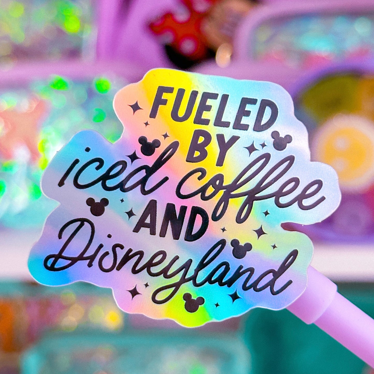 Glitter Waterproof Sticker - Fueled By Coffee & DL