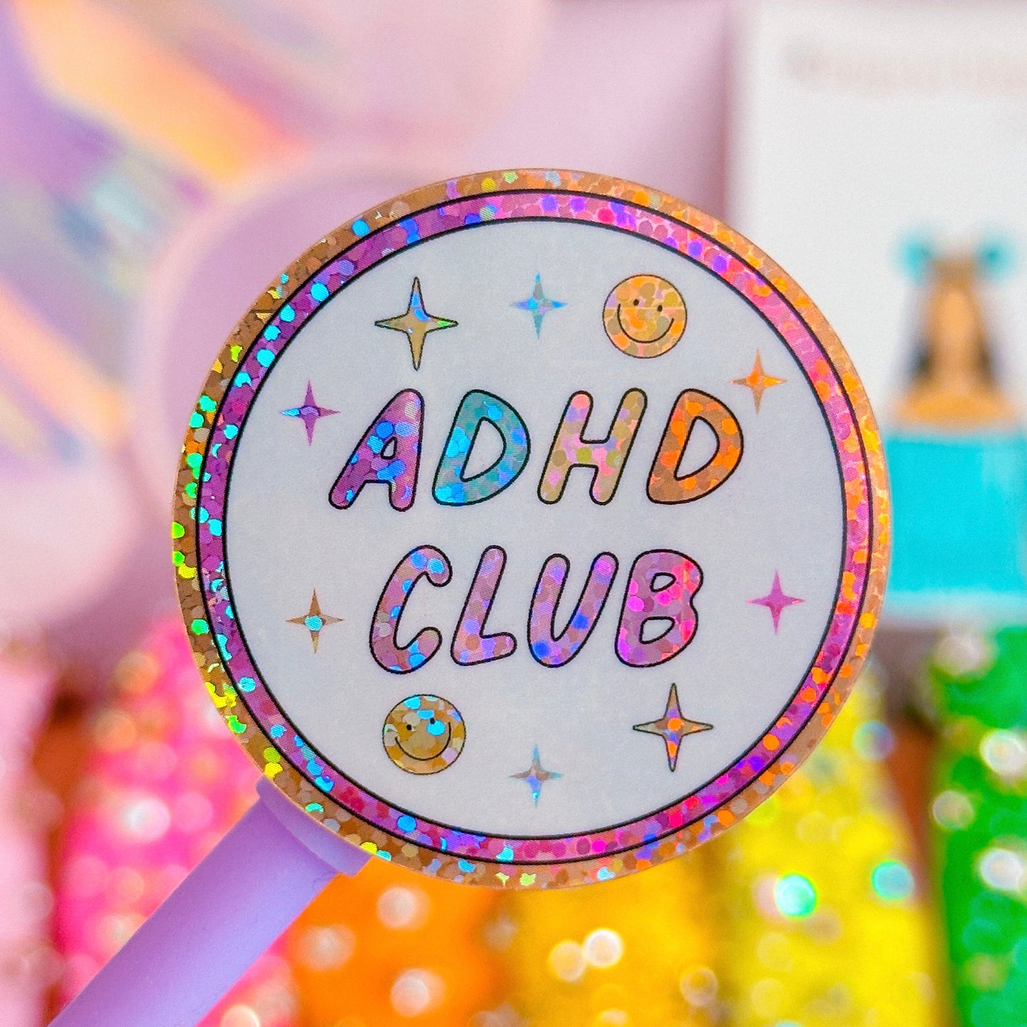 Glitter Waterproof Sticker - ADHD Club