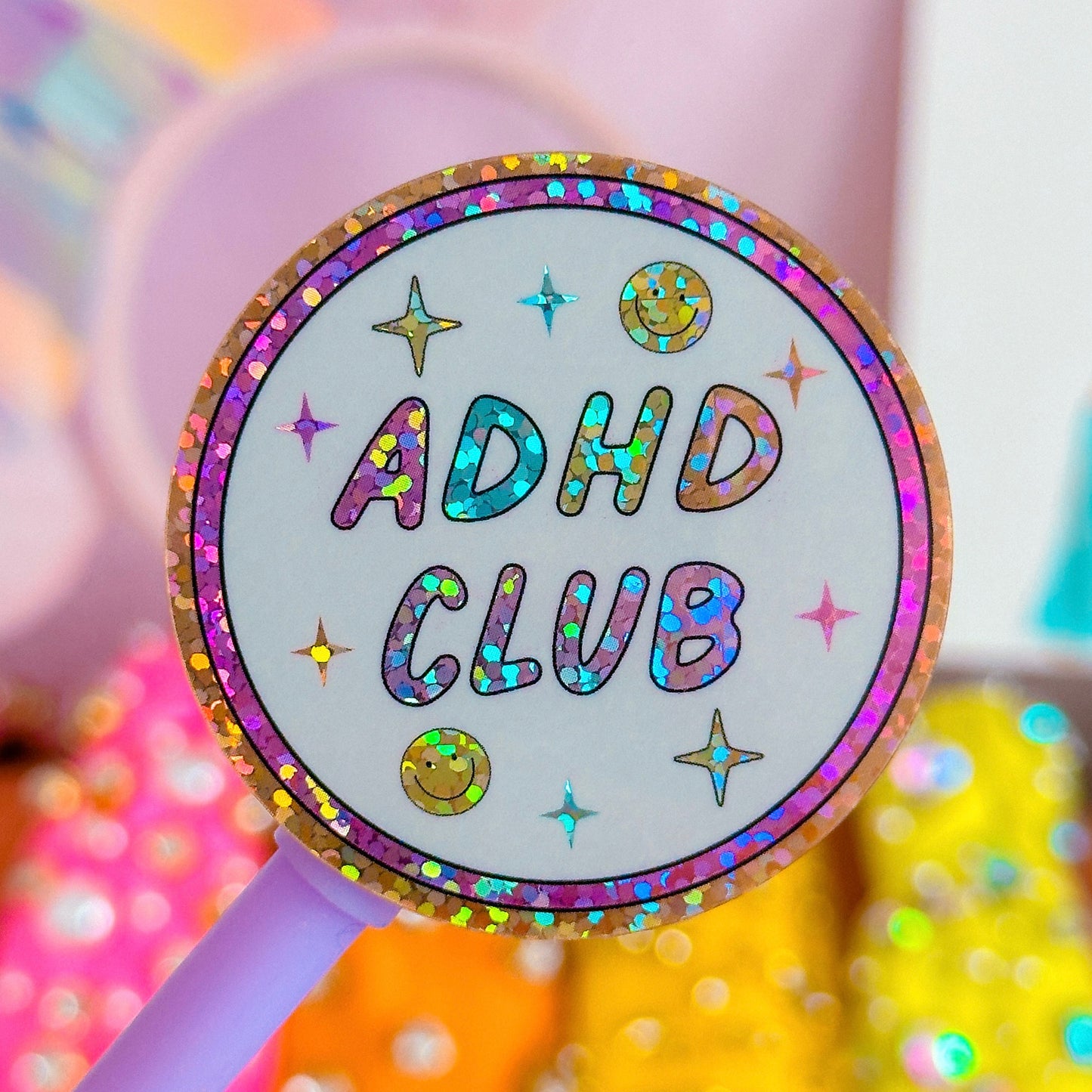 Glitter Waterproof Sticker - ADHD Club