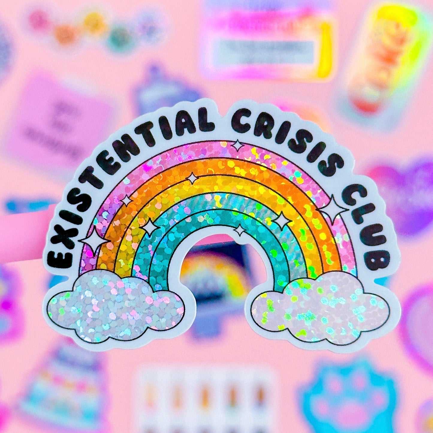 Glitter Waterproof Sticker - Existential Crisis Club