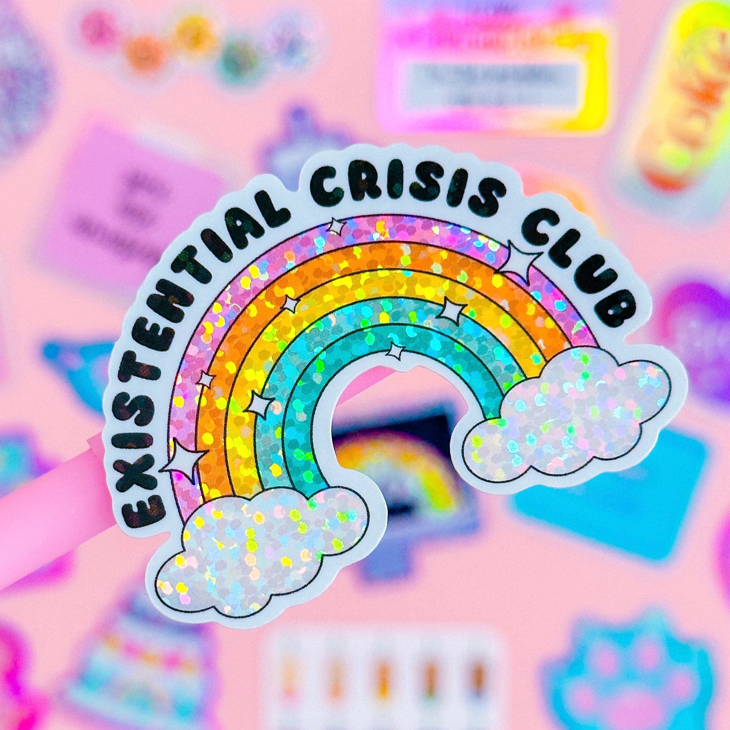 Glitter Waterproof Sticker - Existential Crisis Club